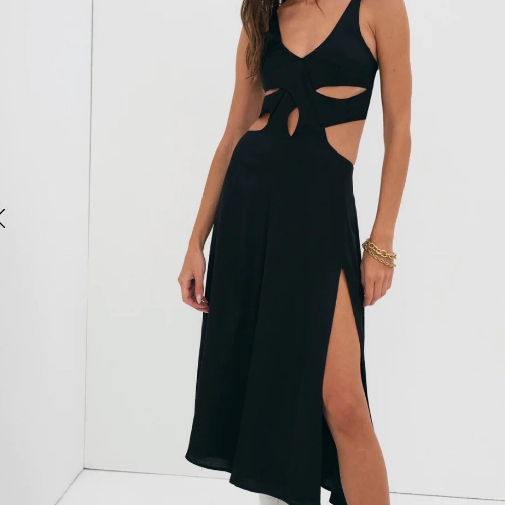 For Love and Lemons York Midi Dress Black